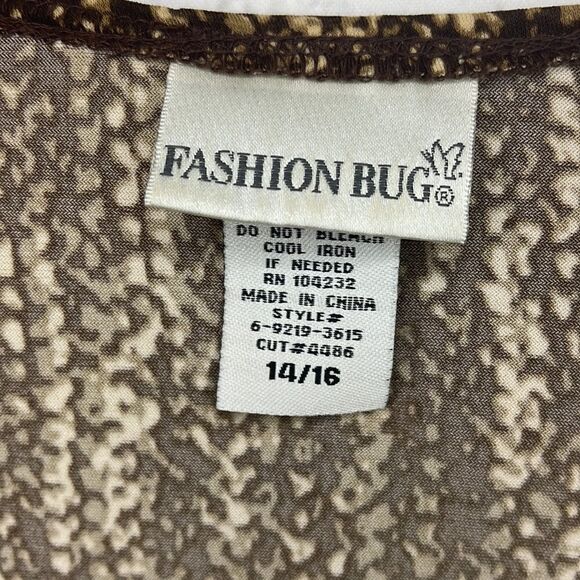 Fashion Bug 3/4 sleeve Brown Blouse with Gold Sequin Band Size 14/16 - Picture 3 of 6